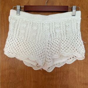 White Crochet Shorts